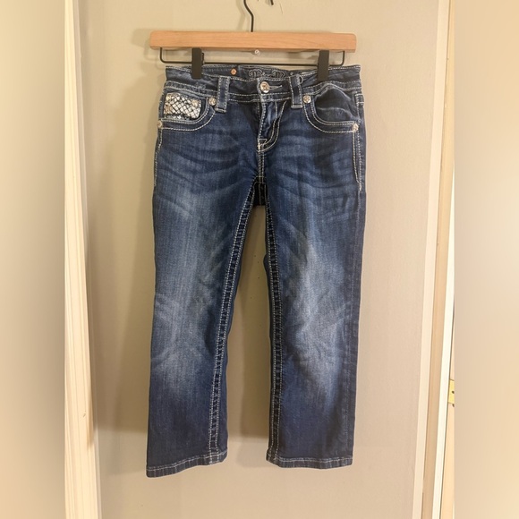 Miss Me  Jeans Size 25 Rhinestone Fleur-de-Lis - Picture 1 of 11
